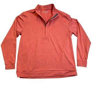 Matte Grey Mens Quarter-Zip Pullover Sweatshirt Large Red